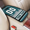 Custom Football Car Armrest Covers Personalized Football Style with Name Number Customized Auto Center Console Pad Car Handrail Box Cushion for Most Vehicle Decor Accessories, Green