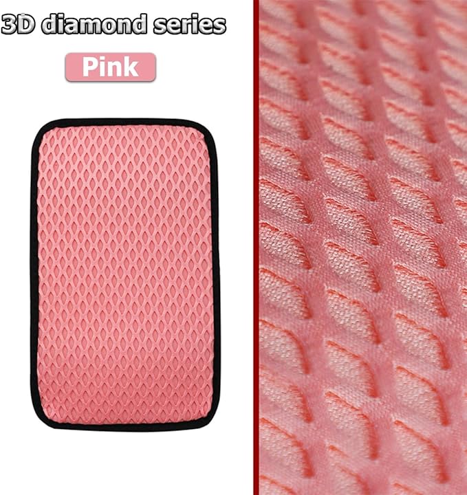Car Center Console Cover, Anti-Slip Breathable All Seasons Automotive Mesh Armrest Box Pad Cover for Comfortable Support, Vehicle Interior Decor Universal for SUV, Truck, RV（Pink）