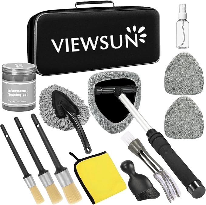 Viewsun Windshield Cleaner Tool 31 Pcs Car Interior Cleaning Kit, Car Detailing Kit Interior Cleaner, Car Detailing Brushes, Car Cleaning Gel, Inside Cleaning Supplies Accessories for Women Men