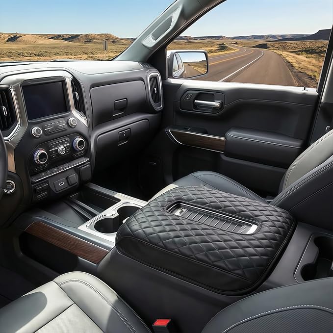 Center Console Armrest Cover Compatible with Chevy Silverado & GMC Sierra 1500 2500 3500 2014-2018, Yukon & Tahoe & Suburban 2015-2020, For Console Bucket Seat Only, Arm Rest Cushion, Anti-Scratch