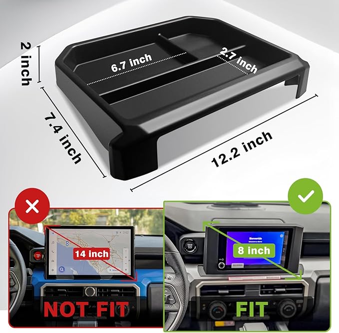 Muslogy Dashboard Storage Box Compatible with 2024 2025 Tacoma & 2025 4Runner Accessories Center Console Organizer w/ 8-inch Screen for SR SR5 TRD PreRunner TRD Sport Off-Road Pro Trailhunter (Blue)