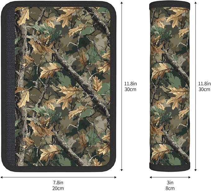 Camouflage Forest Steering Wheel Cover Elastic Non-Slip Car Steering Wheel Covers with Seat Belt Shoulder Pad for Women Men