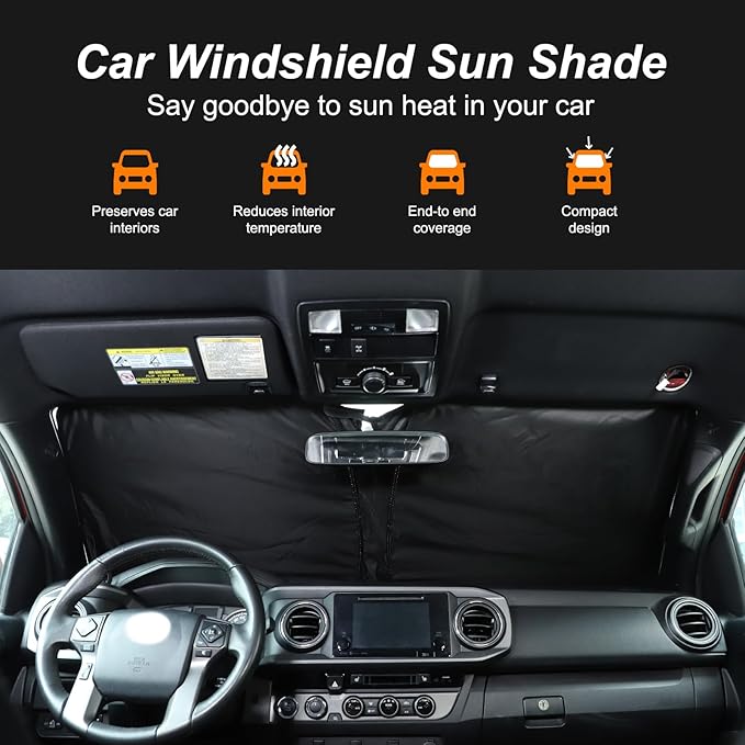 LLKUANG Car Windshield Sun Shade Compatible with Toyota Tacoma 2006-2024 Auto Windshield Sunshades Foldable Blocks UV Rays Sun Visor to Keep Your Vehicle Cool and Damage Free (Style E)