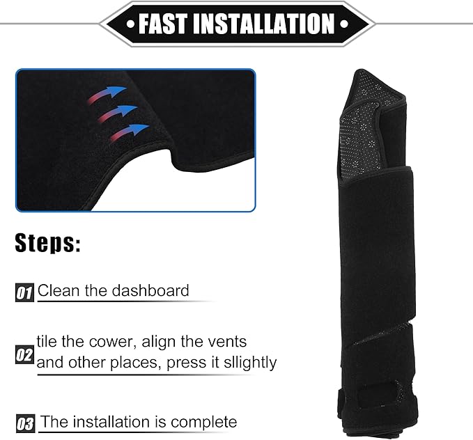 Dashboard Cover Compatible for Toyota Camry 2007-2011, Non-Slip Polyester Black Dash Cover Mat Dash Board Protector Cover