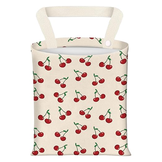 ADQWIOVL Car Garbage Can, Seat Back Hanging Cute Car Trash Can Bag, Car Organizer and Storage Bag for Travelling, Outdoor Cute Red Cherry