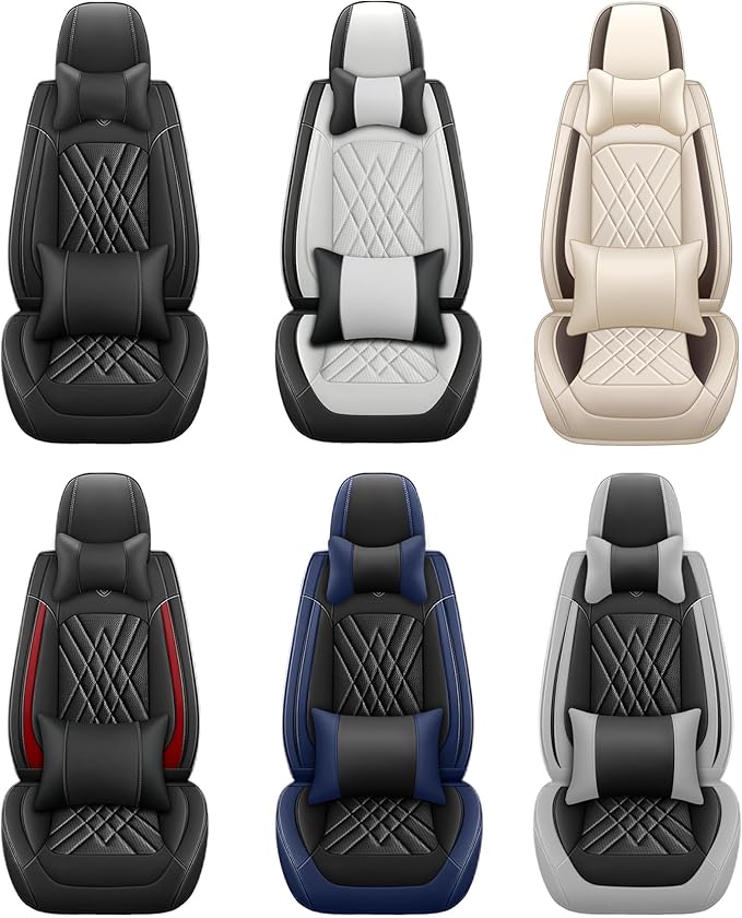 JGDL Car Seat Covers for Subaru Crosstrek 2016-2026, 5 Piece Set Nappa Leather Non-Slip Seat Protectors, Breathable Seat Cover Set. (Deluxe 5 Seats, Black Blue)