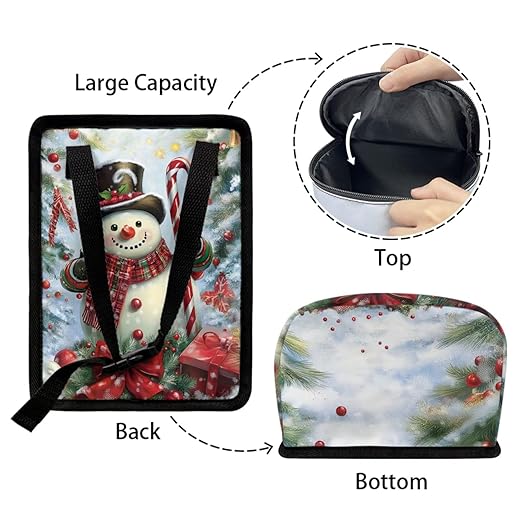 Christmas Snowman Printed Car Trash Can with Zipper Lid - 1.2 Gallons Car Garbage Bin Hanging for Back of Front Seats or Tail of Console, Easy to Install, Multi-Scene Use for Car or Camping