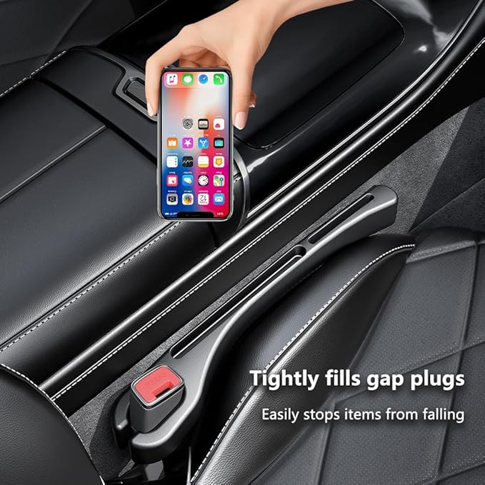 2PCS Car Seat Gap Filler Organizer,Upgrade Car Side Seat Gap Filler with Phone Holder,Multifunctional Car Seat Filler Gap Space Prevents Things Dropping for Cars,SUVs (Black)