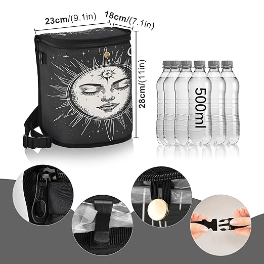 MNSRUU Car Trash Can with Lid, Black and White Face Sun Car Trash Bag Hanging Organizers and Storage for Front Back Seat, Leak-Proof Trash Bin