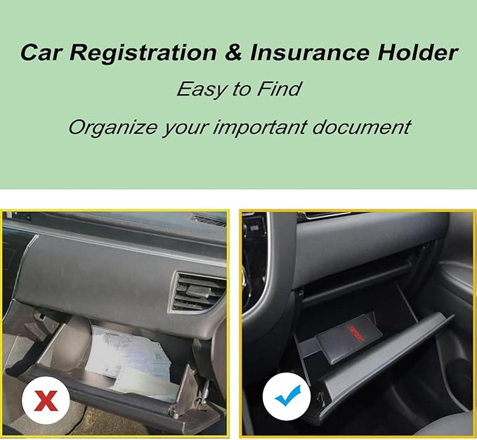 DEWILLO Leather Car Registration and Insurance Cards Holder, Vehicle Glove Box Car Organizer Documents License Compatible with Dodge Challenger Durango SRT 392 Auto Interior Accessories