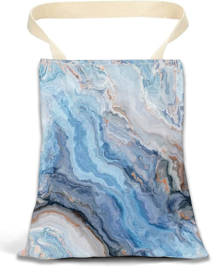 ANKVRP Car Garbage Can, Car Trash Bag, Hanging Car Trash Can Bag for Vehicle, Travelling, Camping, Cute Car Back Seat Organizer, Luxury Blue Marble