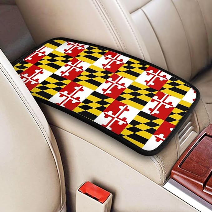 DORKEIXIA Maryland Flag Auto Center Console Armrest Pad Universal Car Center Console Cover Seat Box Cover for Sedan, Van, SUV, Truck Car Accessorie
