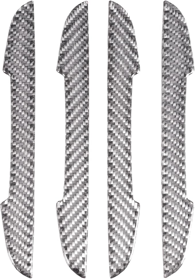4Pcs Universal Real Carbon Fiber with 2mm Twill Woven Texture Door Edge Guard Paint Scratch Bumper Protector Anti Door Slam Silver Protective Pad Sticker Film for SUV Truck