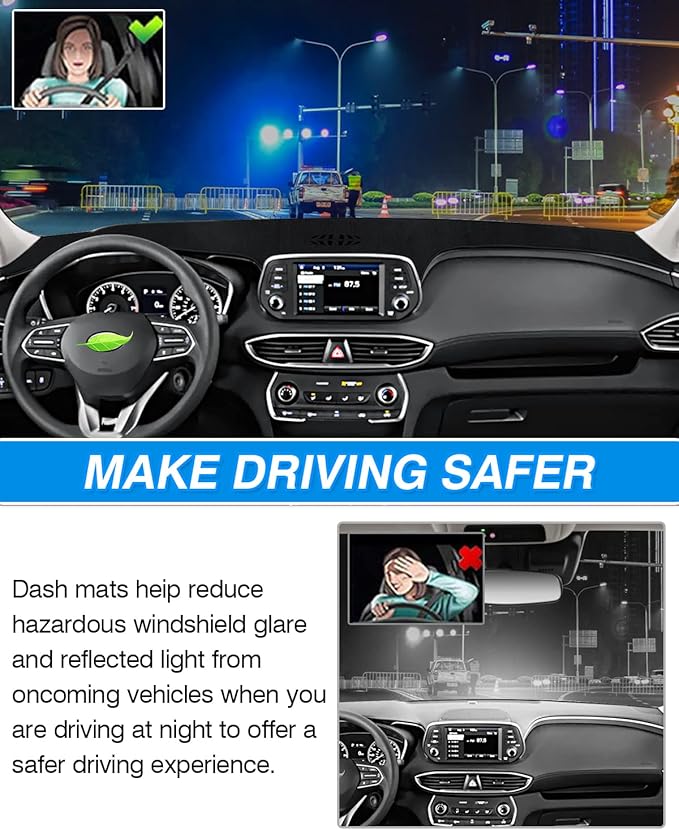 CARTIST Dashboard Cover Custom Fit for Hyundai Santa Fe 2019 2020 2021 2022 2023 Accessories Dash Cover Mat Pad Black （Without HUD）