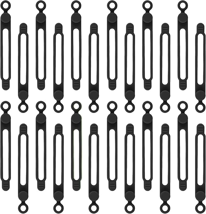 24Pcs Silicone Cord Ties, Cable Straps, Multipurpose Elastic Cord Organizer, Cord Ties for Electrical Cords, Charging Cord Organizer, Charger Computer Headphone Mouse Cable Ties Reusable