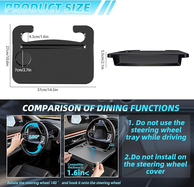 LLXGAB 【Compatible with Toyota Camry Corolla Cross】 2-in-1-Steering Wheel Tray Table with Seat Gap Filler Organizer.Seat Gap Fit Design: Solves Post-Use Storage Hassle + Stops Annoying Item Drops.
