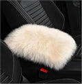 Furry Car Center Console Cover Pad, 11.8"×7.9" Auto Fluffy Plush Center Armrest Protective Cover, Comfortable Fuzzy Armrest Seat Box Protector Cushion for Cars Trucks SUVs (Light Beige)