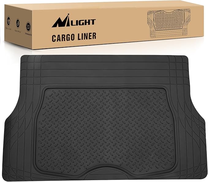 Nilight Rubber Cargo Mats for Cars Trucks SUVs, Universal Trim to fit for Most Vehicles, All Weather Protection Heavy Duty Cargo Liners