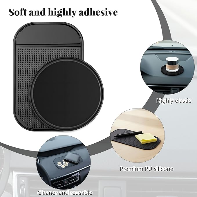 10 Pcs Car Dashboard Non Slip Mat, Sticky Pad for Car Dashboard Anti-Slip Gel Pads Removable Silicone Reusable Picky Pad Multi Sticky Mat for Cars Kitchen Pet Bowl Mats