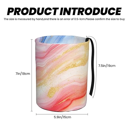 Gold Pink Marble Car Trash Can Garbage Cans Foldable,Cute Hanging Car Organizer and Storage Bag Leak Proof, Auto Back Seat Trash Bin Universal for Truck, SUV, Outdoor Travel