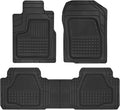 Motor Trend 3-Piece FlexGrid Rubber Floor Mats Pre-Trimmed for Honda CR-V Toyota RAV4 Ford Escape, Trim-to-Fit Heavy Duty Weatherproof Waterproof Square Grid Deep Dish Ridges Protection Front Rear
