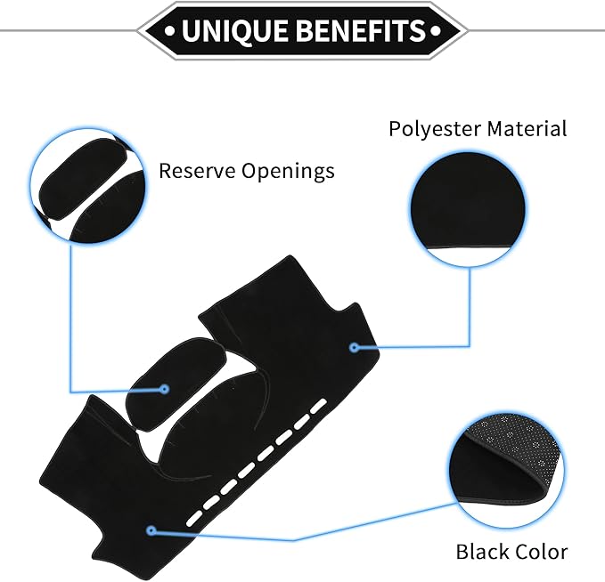 Dash Cover Compatible for Toyota Yaris 2004-2011, Non-Slip Polyester Black Center Console Dashboard Cover Pad Carpet