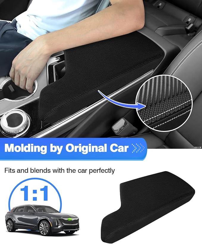Autorder Center Console Cover for 2023-2025 2026 Cadillac Lyriq Accessories Armrest Cover Anti-Scratch Middle Console Pad Leather Armrest Protector