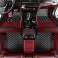 Custom Luxury Leather Car Floor Mats Upgrade Your Car's Interior All-Weather Protection for Cars, SUVs, Trucks Compatible with Automotive Mats (Wine Red+Black Beige)