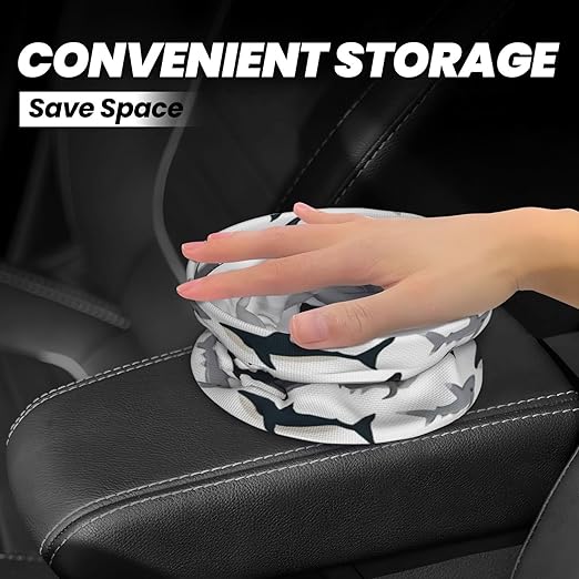 Sharks Nautical Boys Car Trash Can Leak Proof Hanging Waterproof Garbage Can Multipurpose Trash Bin for Car SUV Front Seat Headrest Collapsible and Portable Storage Pocket