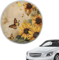 Anti-Heat Steering Wheel Sun Shade Cover Retro Sunflower Butterfly Pattern 17"x17" Car Steering Wheel Cover Steering Wheel Sun Heat Shield Fit Most Car Truck Van SUV