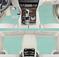 Customize Making Car Floor Mats for 99.99% Sedan SUV Pickup Truck Full Coverage Men Women Cute Leather Protection Pads Non-Slip Floor Liners (White+Elegant Green)