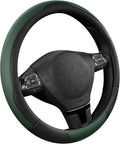 Road Comforts Steering Wheel Cover, Breathable Anti-Slip Leather Steering Wheel Cover, Universal Fit 14.5–15 Inch, Comfortable Grip - Green Color