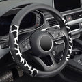 ZHOL Car Steering Wheel Cover, Universal 15 inch Breathable Microfiber Leather Steering Wheel Protector, Anti Slip Car Interior Accessories, Black&Silver