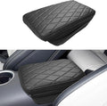 Center Console Armrest Cover Compatible with Ford Mustang 2015-2024 Leather Middle Console Arm Rest Box Protector Cushion Padding with Side Pockets Anti-Scratch Black