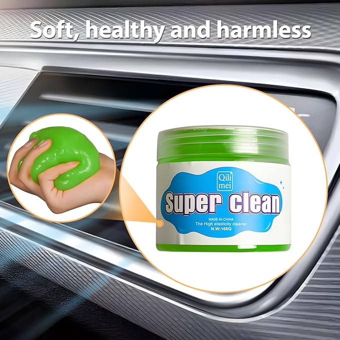Car Cleaning Gel, Reusable Vehicle Air Vent Crevice Detailing Putty, Automotive Interior Detail Slime Cleaner Removal Tool Kit Accessories, Universal for SUV, Sedan, Truck (Green)