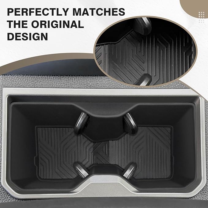 Muslogy Center Console Front&Rear Cup Holder Inserts Compatible with 2024 2025 Toyota Tacoma Accessories Middle Console and Rear Armrest CupHolder Silicone Rubber Organizer 2PCS Set