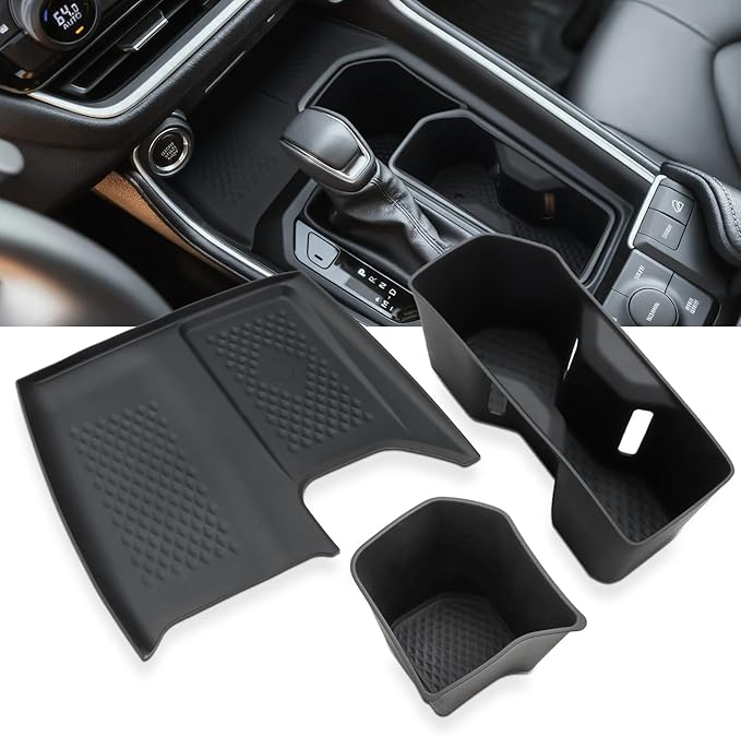 Auovo Charging Mat Compatible with Toyota Grand Highlander Accessories 2026 2025 2024 Grand Highlander Car TPE Cup Holder Insert & Non-Slip Silicone Charging Protective Mat Pad