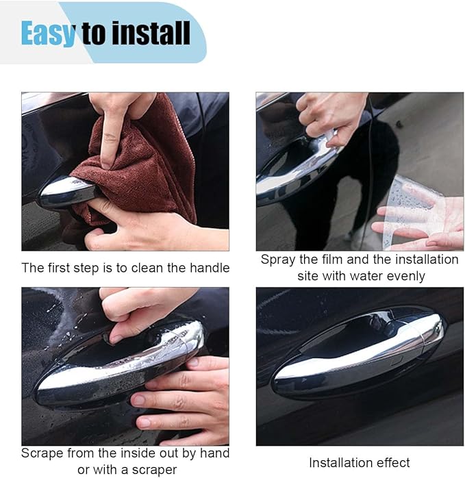 10PCS Transparent Car Door Handle Scratch Protector, TPU Invisible Protective Film, Car Door Bowl Guard Sticker, Paint Protection Sticker, Universal Car Handle Cup Sticker for Most Vehicles