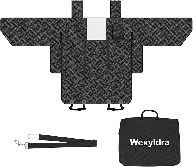 Wexyldra Dog Car Seat Cover for Back Seat- Heavy Duty Waterproof- Hard Bottom Backseat Extender Fits Sedan SUV & Small Truck, Full Coverage for Doors, Rear Seats & Front Headrests