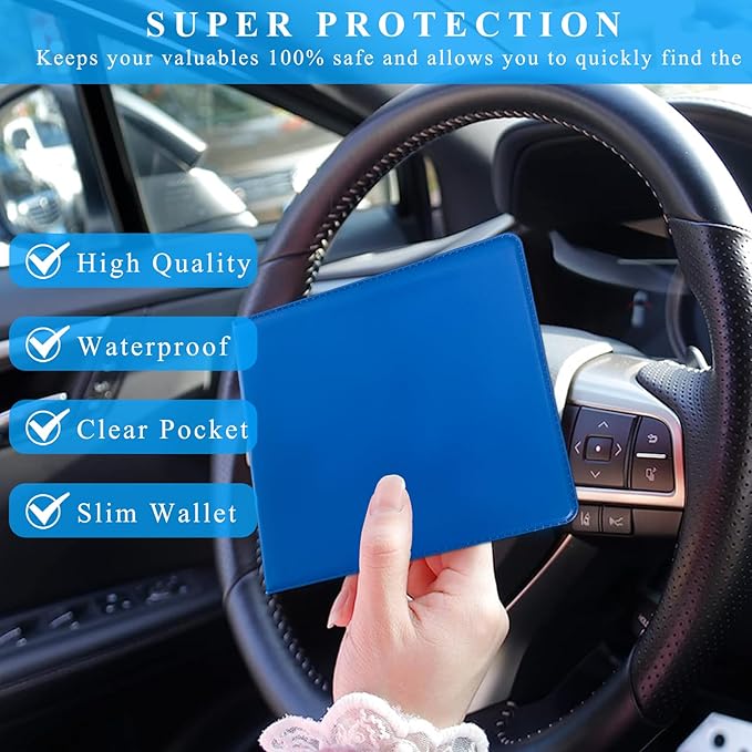 Kewucn 4 PCS Car Registration Insurance Holder, Essential Auto Card Glove Box Organizer, Vehicle Interior Accessories Perfect for Most Car, Truck, SUV (10.55''×4.8'', Blue)