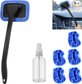 desin Car Windshield Cleaning Tool, Windshield Cleaner with 5 Washable and Reusable Microfiber Pads and Extendable Handle, for Auto Glass Wiper (Blue)