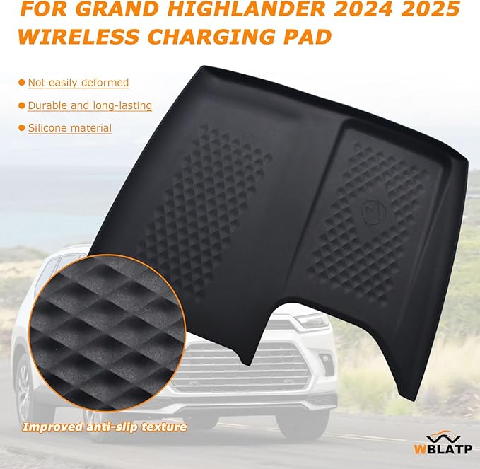 Wireless Charging Anti-Slip Mat for Grand Highlander Accessories 2026 2025 2024 Wireless Charging Pad Fit Toyota Car Accessories Non Slip Mat Cordless Charger Heat Insulating Silicone Material
