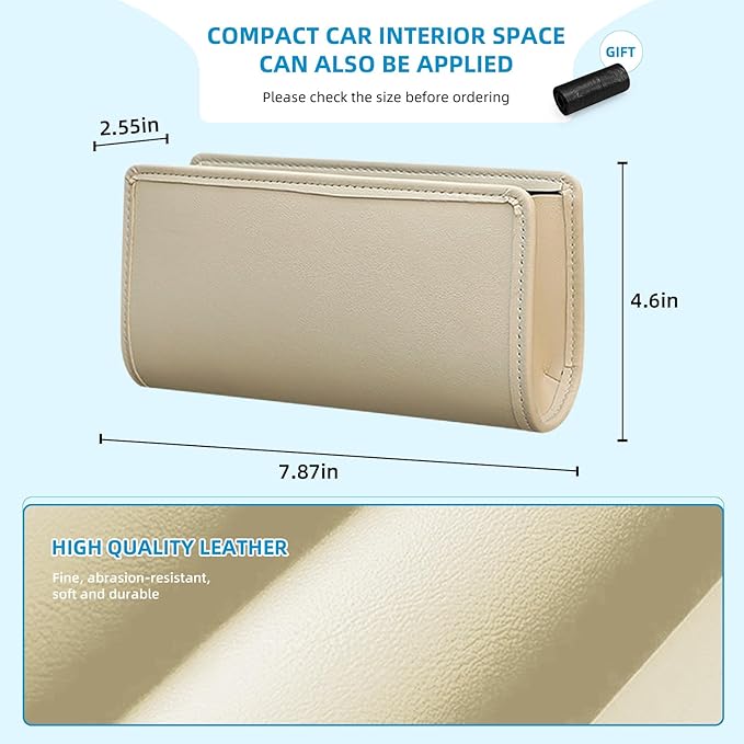 Car Trash Can, Beige Universal Leather Foldable Leakproof Garbage Bins Organizer Holder with One Roll Trash Bag, Car Seat Back Storage Box for Most Vehicles