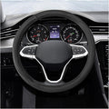 15 Inch Leather Steering Wheel Cover, Breathable Anti-Slip Steering Wheel Protector Cover, Elastic Soft Comfortable Universal Wheel Cover for Men and Women, Car Accessories (Black)