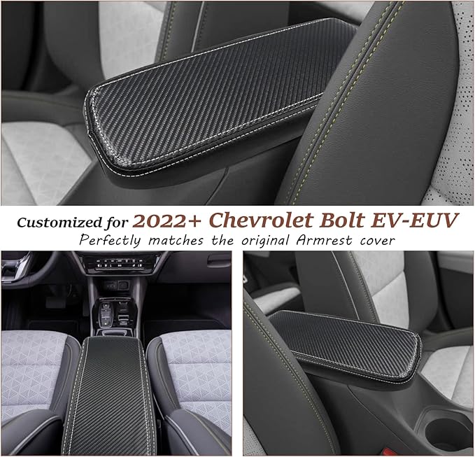 SKTU for 2022 2023 Chevrolet Bolt EUV Center Console Cover 2023 Bolt EUV Armrest Cover 2022 2023 Bolt EUV LT/Premier Console Cover Center Console Soft Cushion for Bolt EUV LT/Premier (White Line)