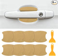 PATIKIL 3.54" x 3.94" Car Door Handle Sticker, 8Pcs Carbon Fiber Anti-Scratches Vehicle Door Cup Protector with Scraper Auto Door Handle Protective Film for Cars Trucks RV SUV, Gold