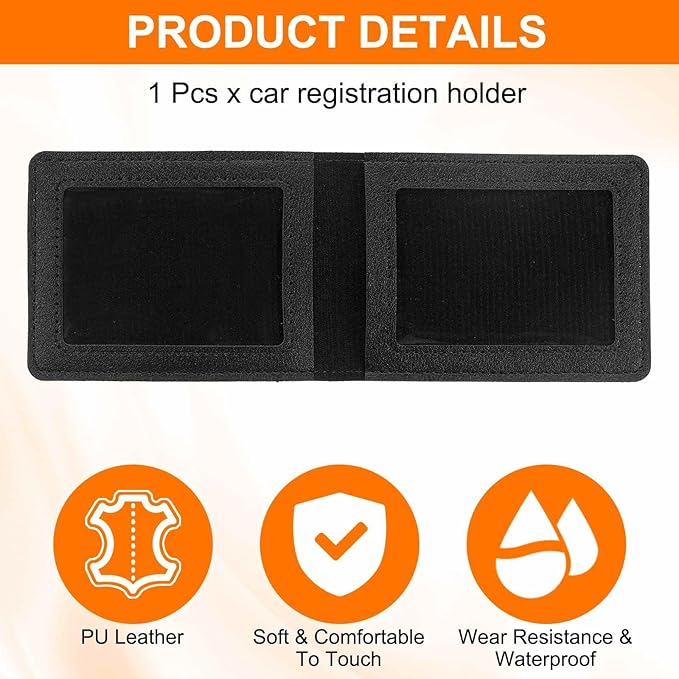 HARFINGTON Car Registration and Insurance Holder PU Leather Vehicle Glove Box Organizer Storage Accessories Car ID Holder with 4 Pockets for License ID Card Bank Card Documents, Black