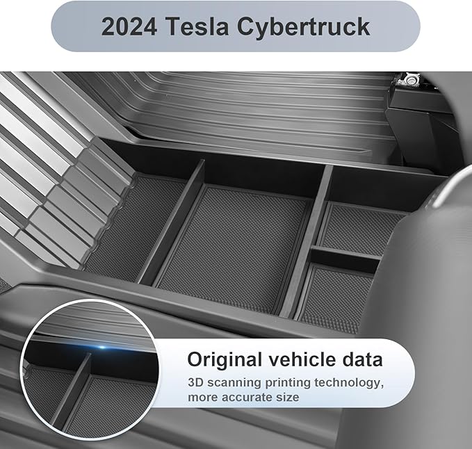 SKTU 3-Pack for 2024 2025 2026 Tesla Cybertruck Center Console Organizer Cybertruck Lower Console Organizer Cybertruck Passenger Glove Box & Floor Tray 2024 2025 2026 Cybertruck Accessories