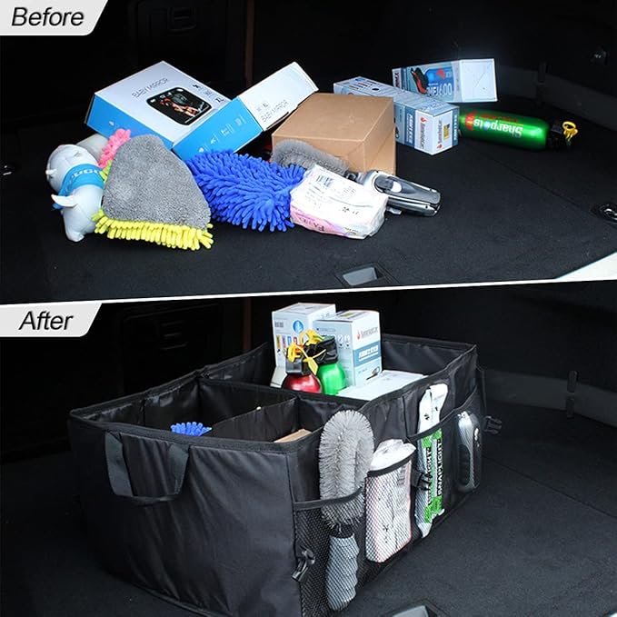 Car Trunk Organizer/Storage, Collapsible Cargo Storage Box, Large Capacity, Trunk Organizer for Cars, Vehicles, SUVs, Trucks