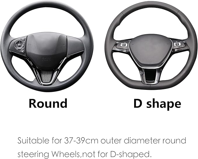 ALEMODR Buff Leather Steering Wheel Cover Universal 15 inch